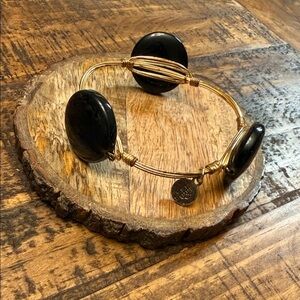 Bourbon and Bowties Gold-Tone Bracelet with Black Stone Accents